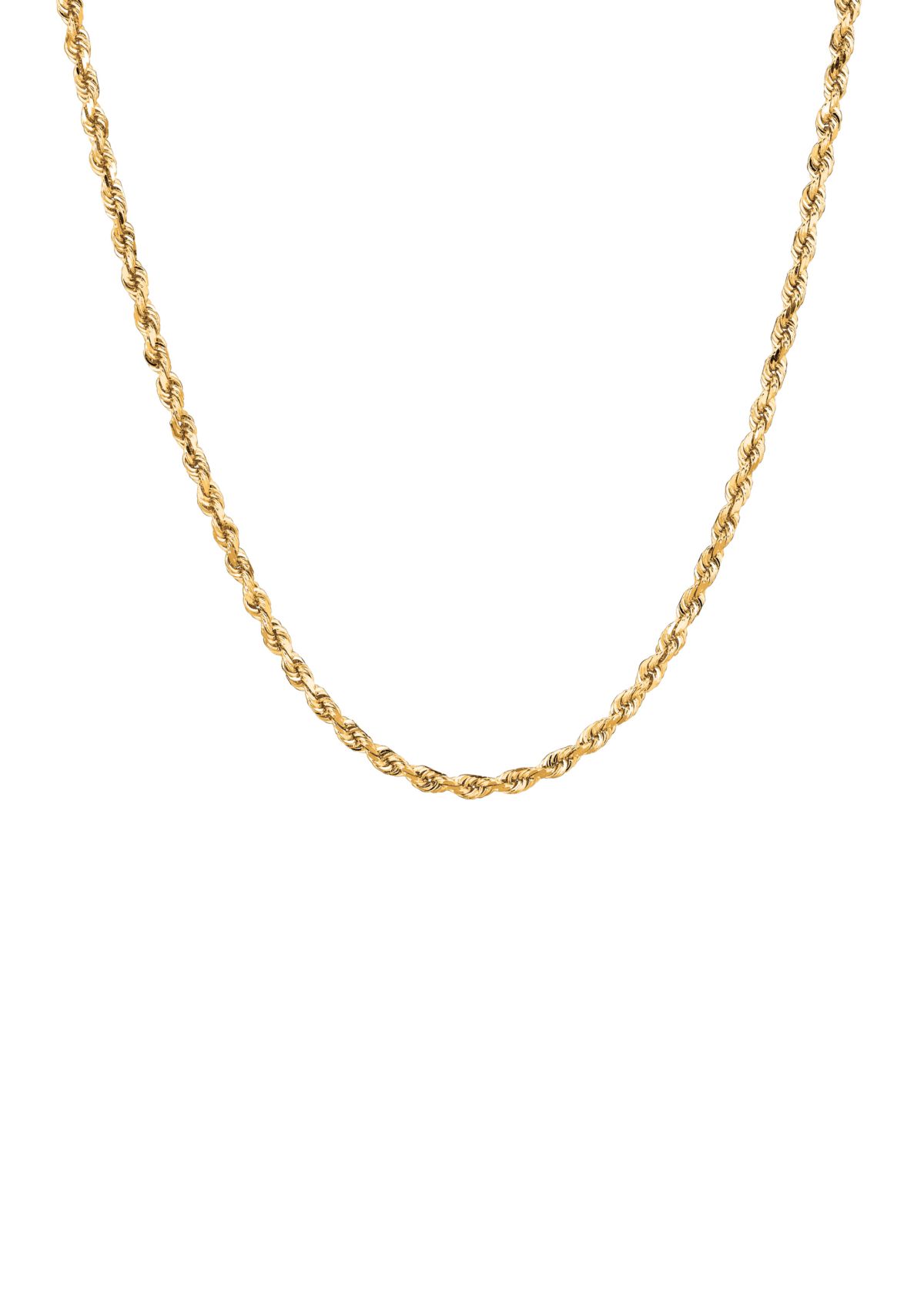 Solid Rope Chain Necklace in 14k Yellow Gold