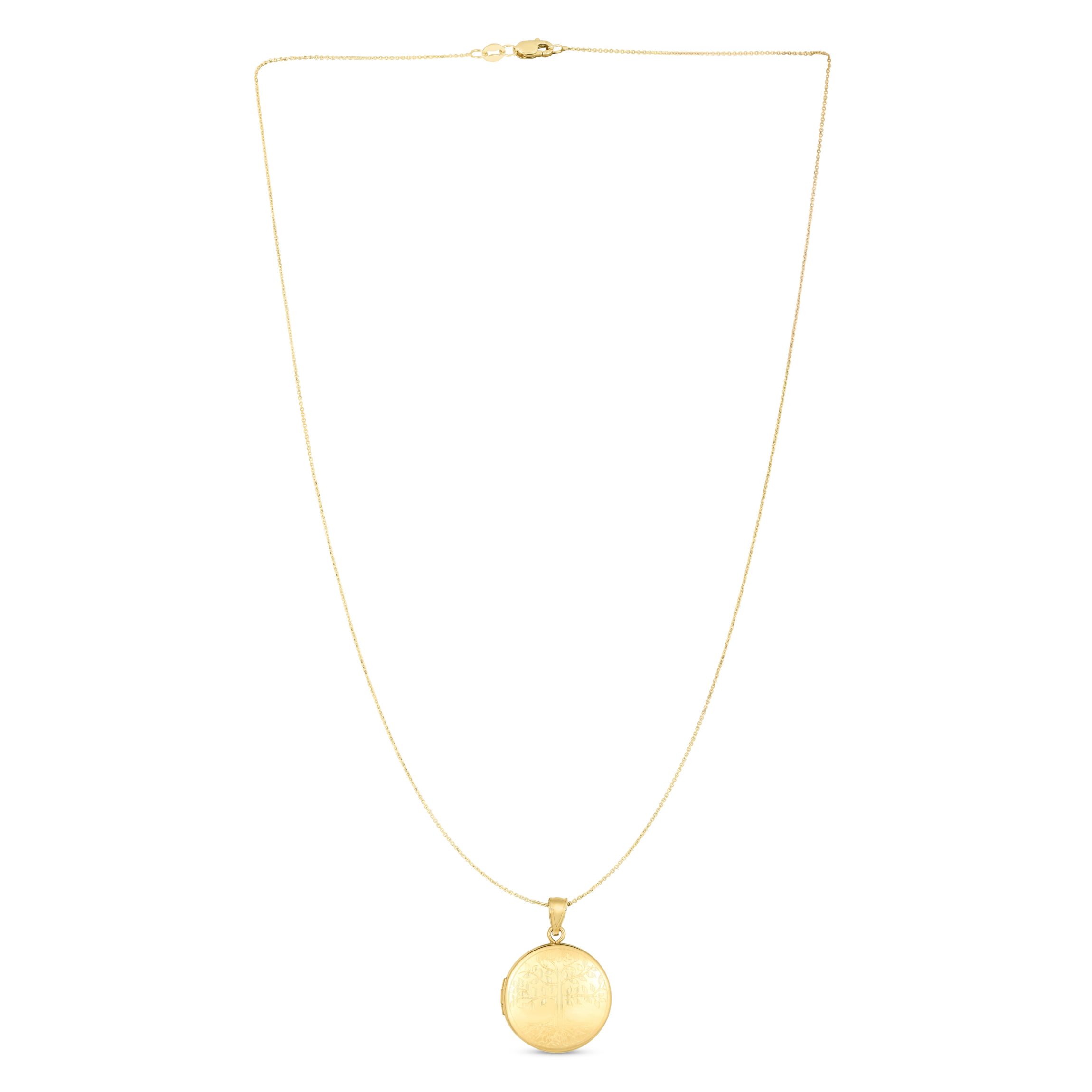 14K Yellow Gold  Tree Of Life Locket Necklace With Diamond