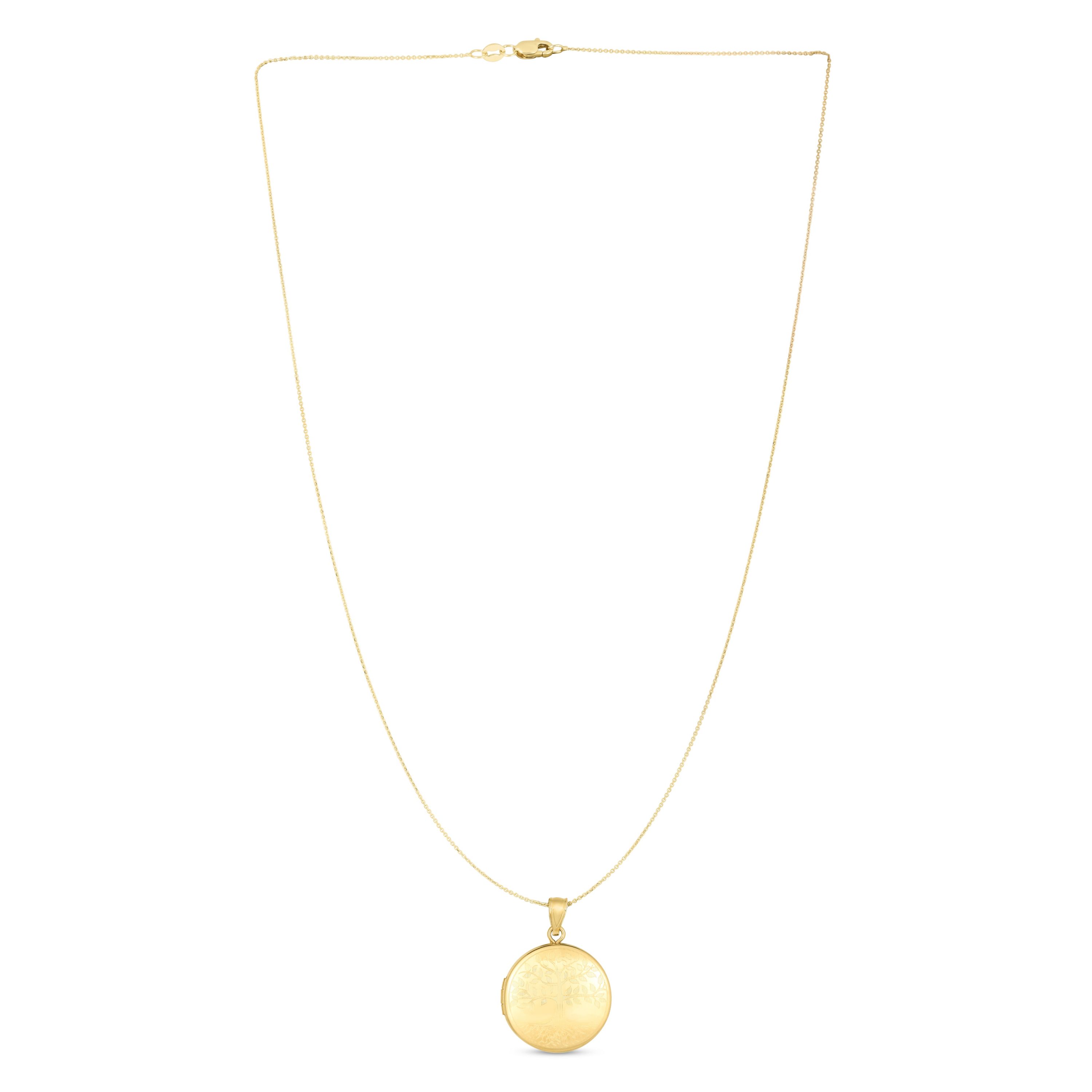 14K Yellow Gold  Tree Of Life Locket Necklace With Diamond