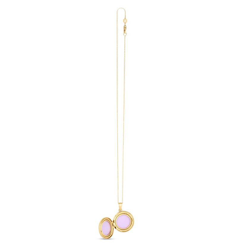 14K Yellow Gold  Tree Of Life Locket Necklace With Diamond