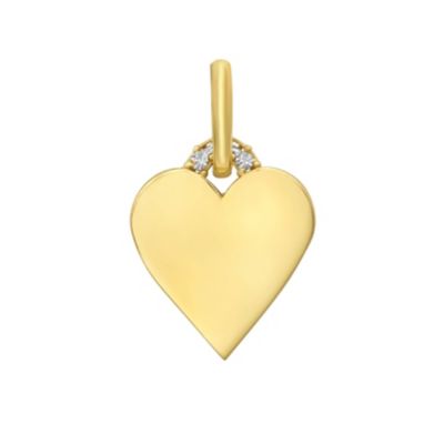 Belk & Co 14K Two Tone Heart pendnt w/pave DC Bridge, Yellow