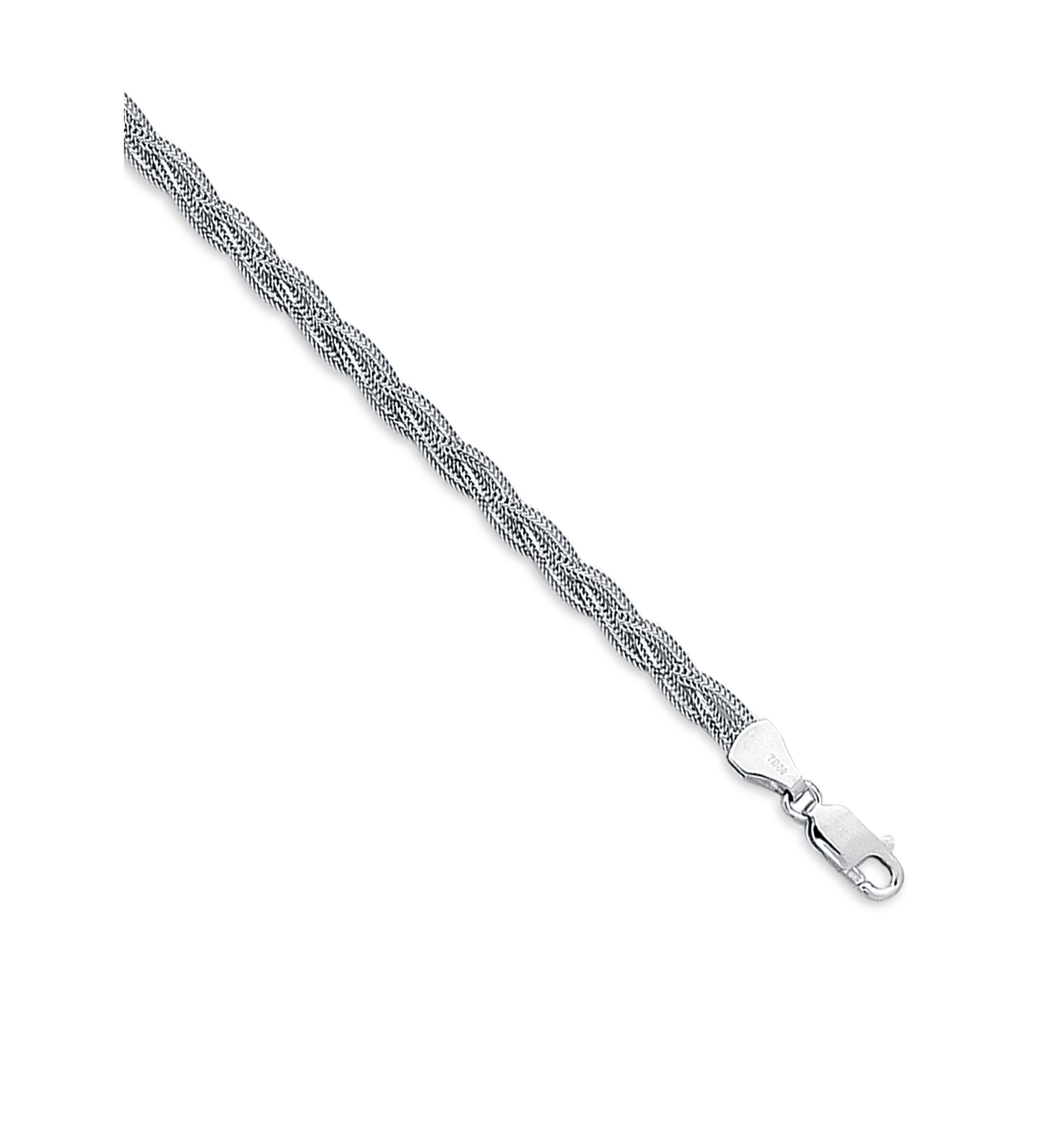 14k White Gold Braided Fox Bracelet