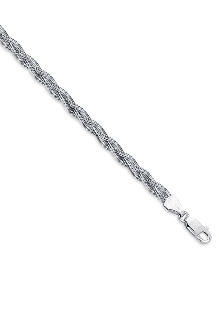 14k White Gold Braided Fox Bracelet