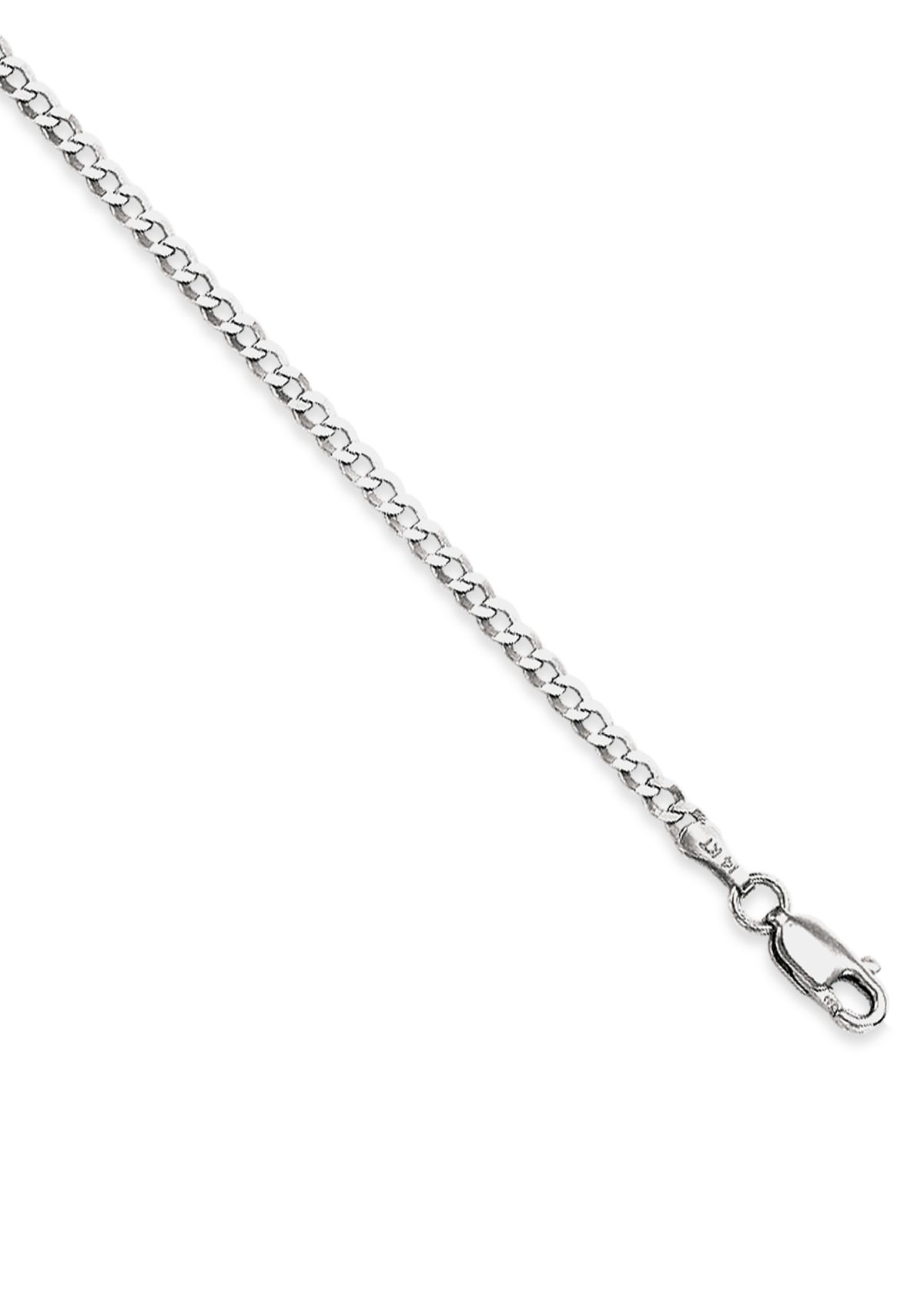 14k White Gold Curb Chain Anklet