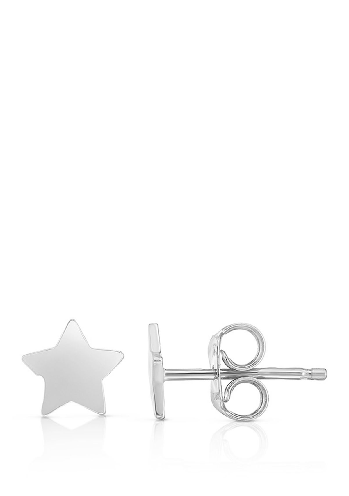 Star Post Earrings in 14K White Gold
