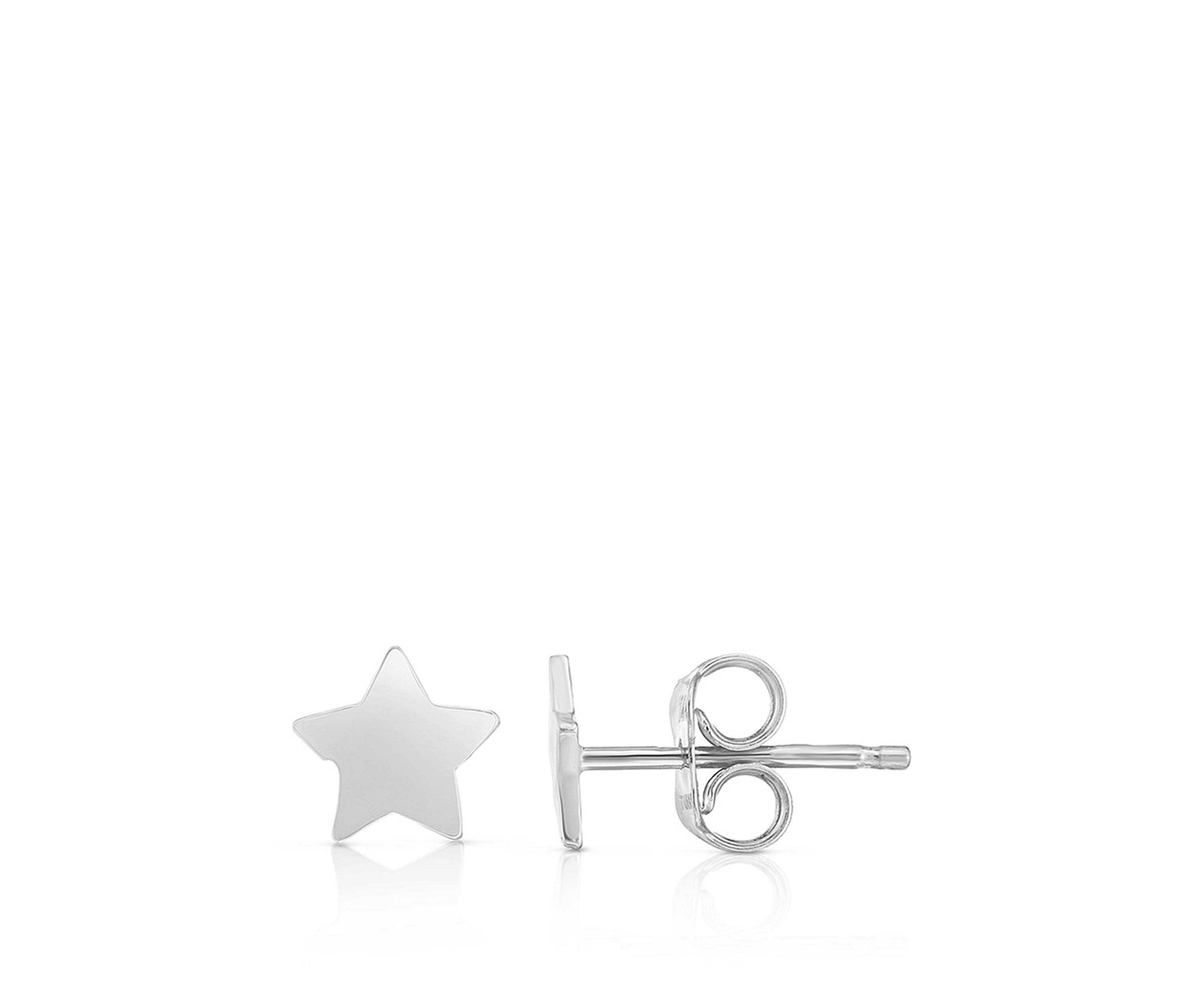 Star Post Earrings in 14K White Gold
