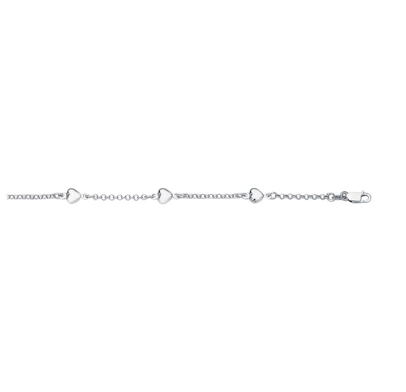 14KW STATIONED HEART BRACELET