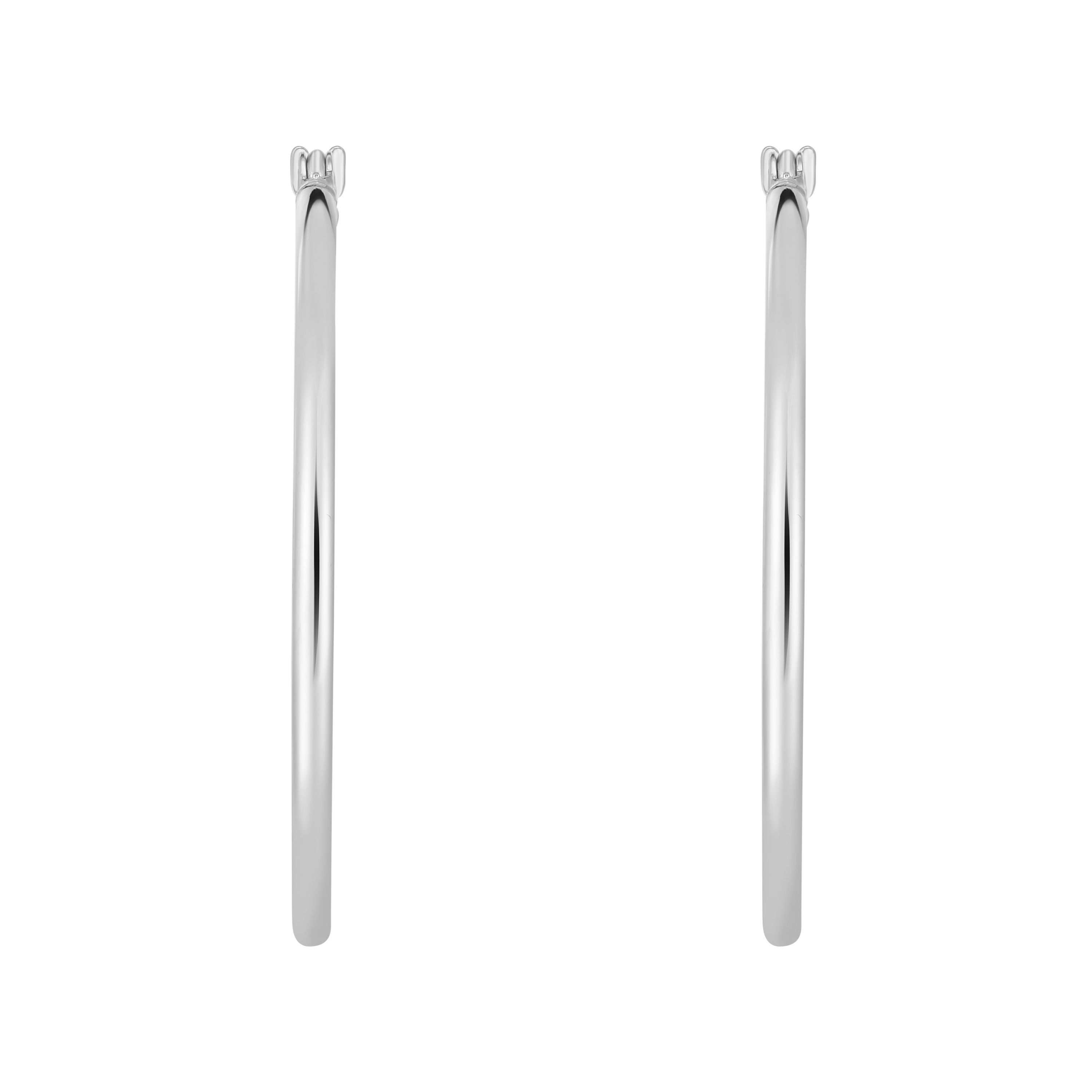 14K White Gold  Round Hoop