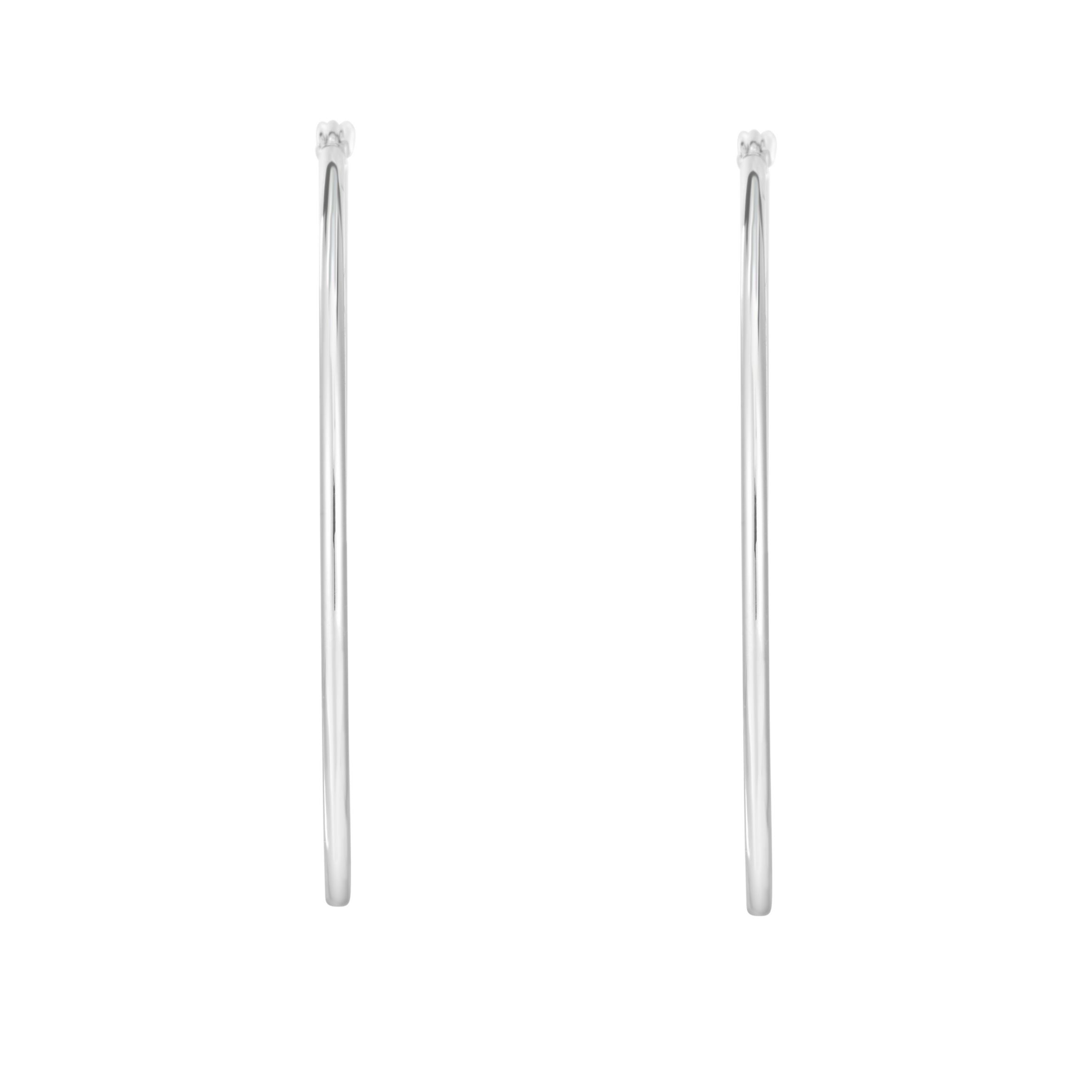 14K White Gold  Round Hoop
