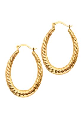 10 Karat Yellow Gold Oval Hoop Earring