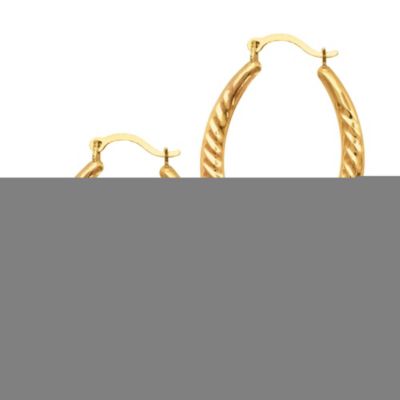 10 Karat Yellow Gold Oval Hoop Earring