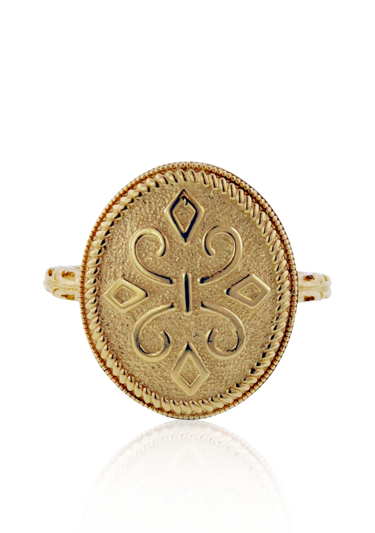 14k Yellow Gold Oval Etruscan Ring