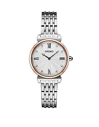 Seiko 2 Tone Crystal Watch With Silver Pattern Dial And 8 Crystal Accents |  belk