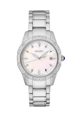 Seiko Women's Diamond Quartz MOP Dial Watch in Stainless Steel, Silver -  0029665215000