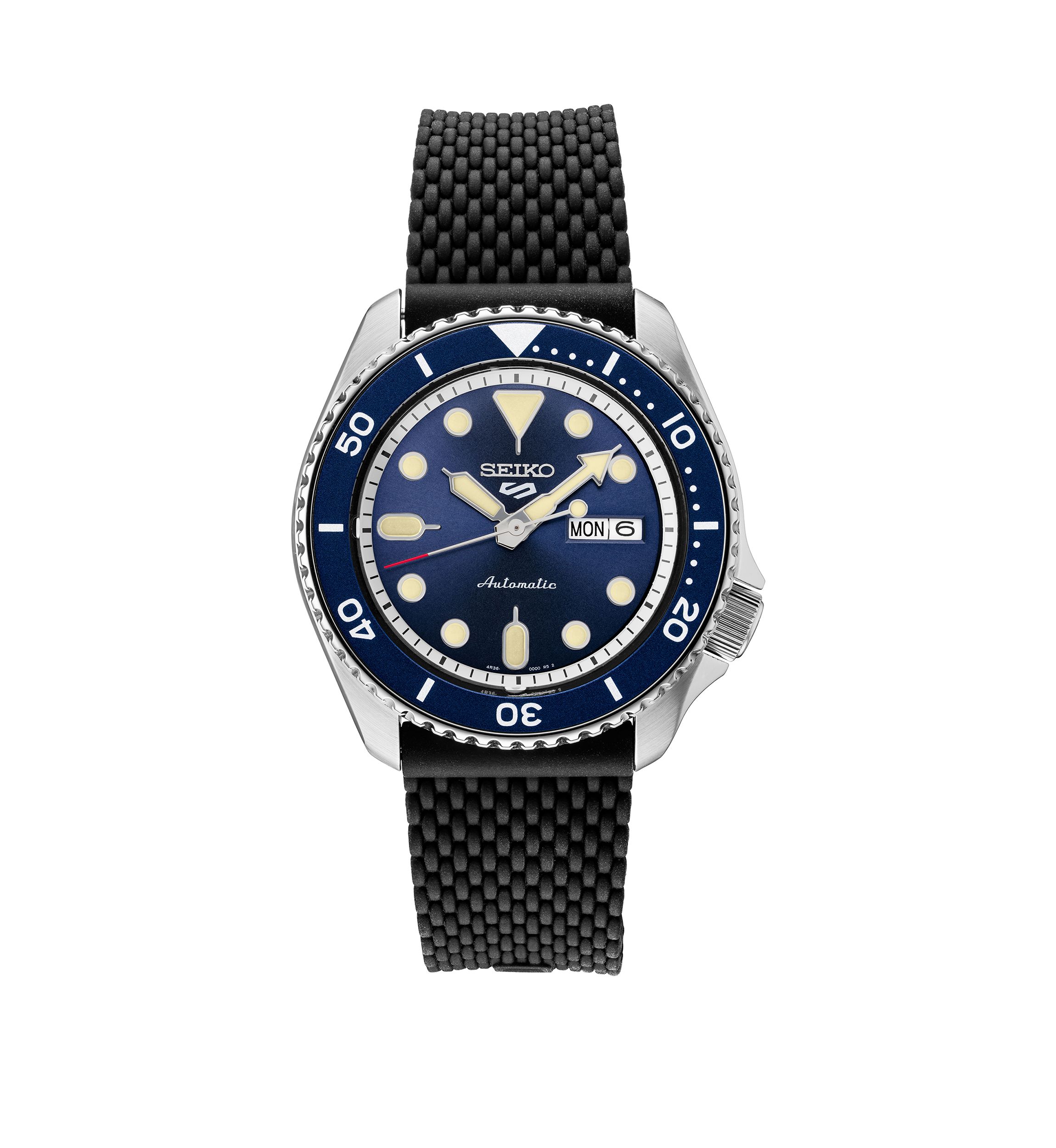 Mens Stainless Steel Rubber Strap Watch