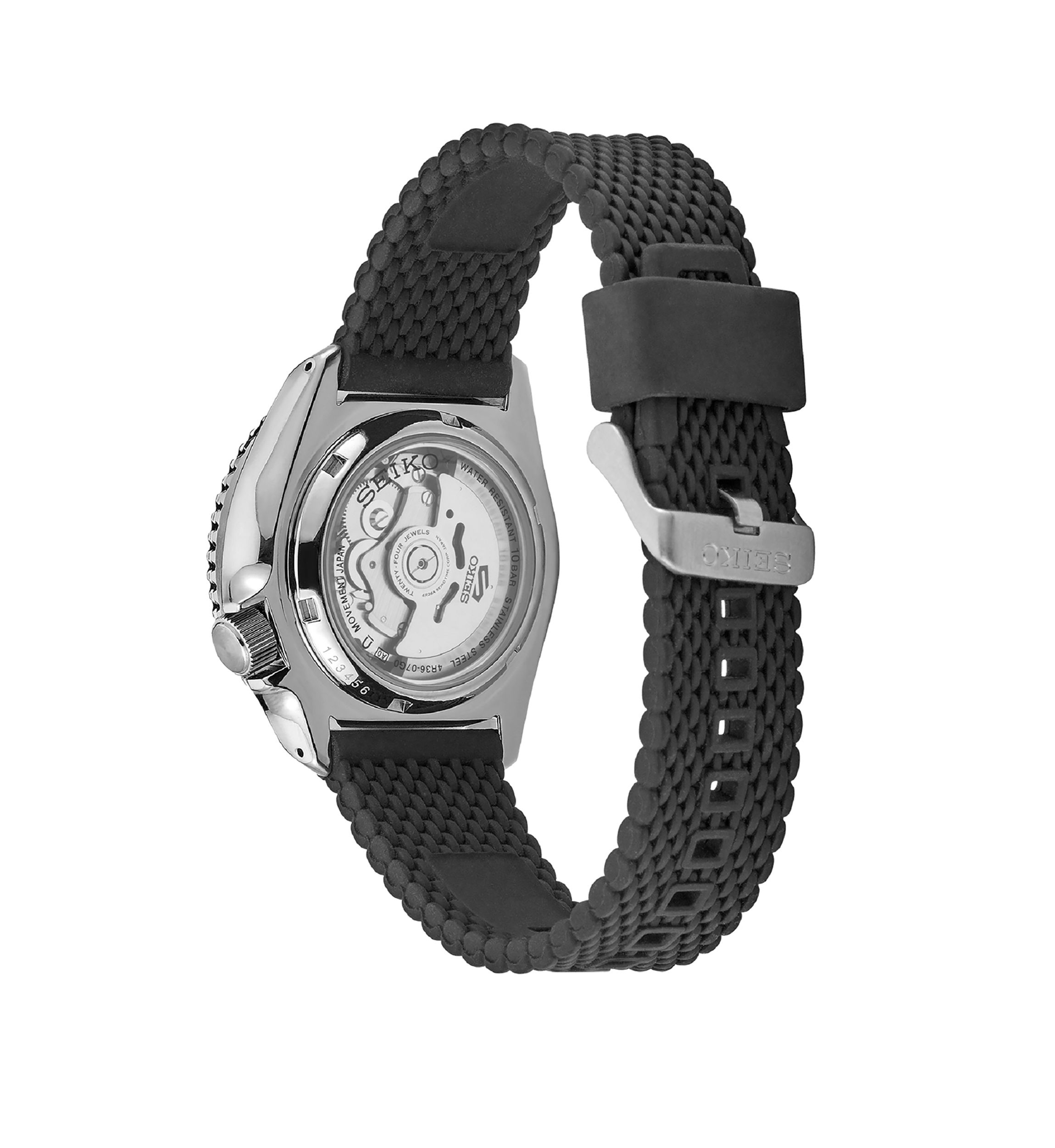 Mens Stainless Steel Rubber Strap Watch