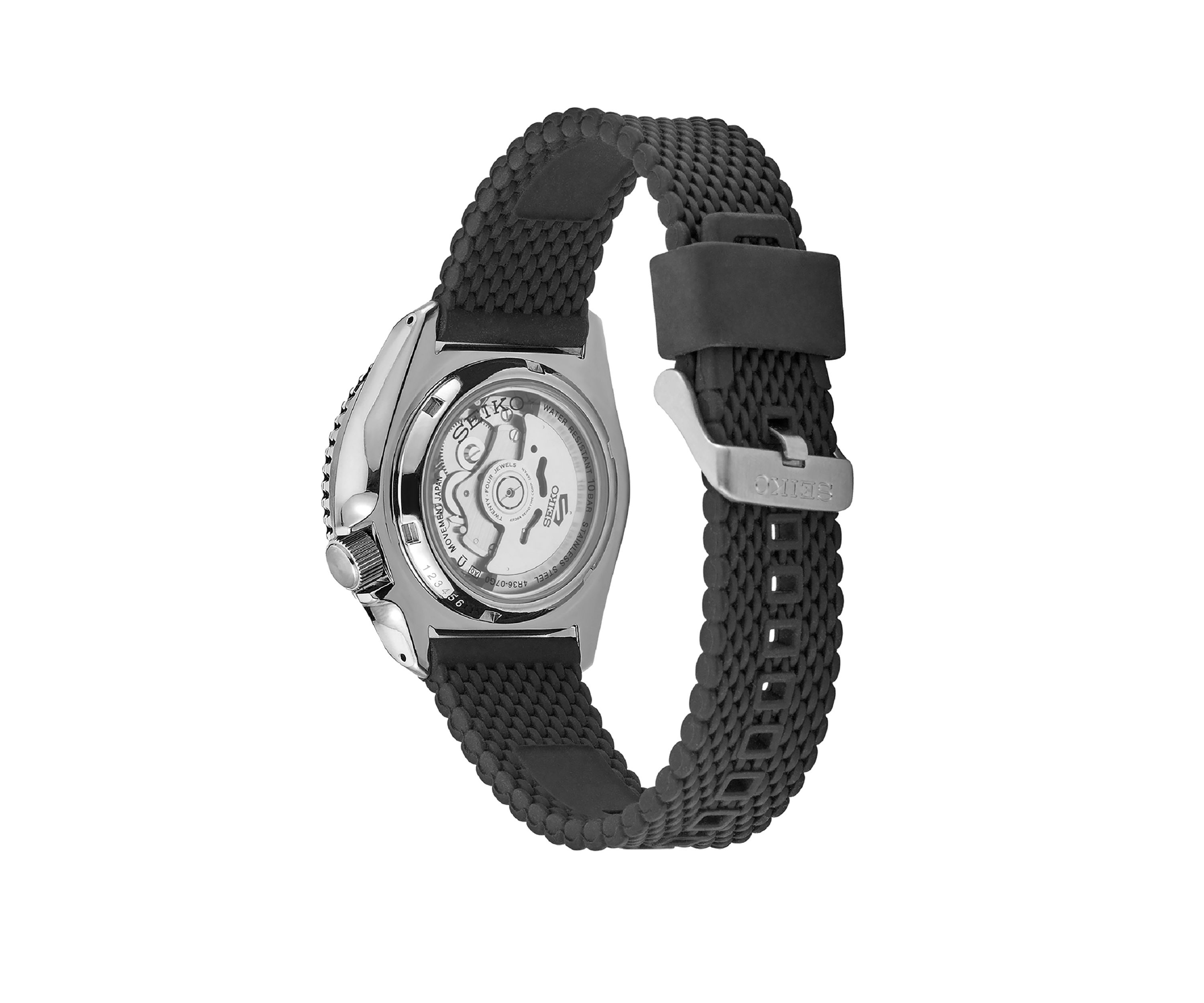 Mens Stainless Steel Rubber Strap Watch