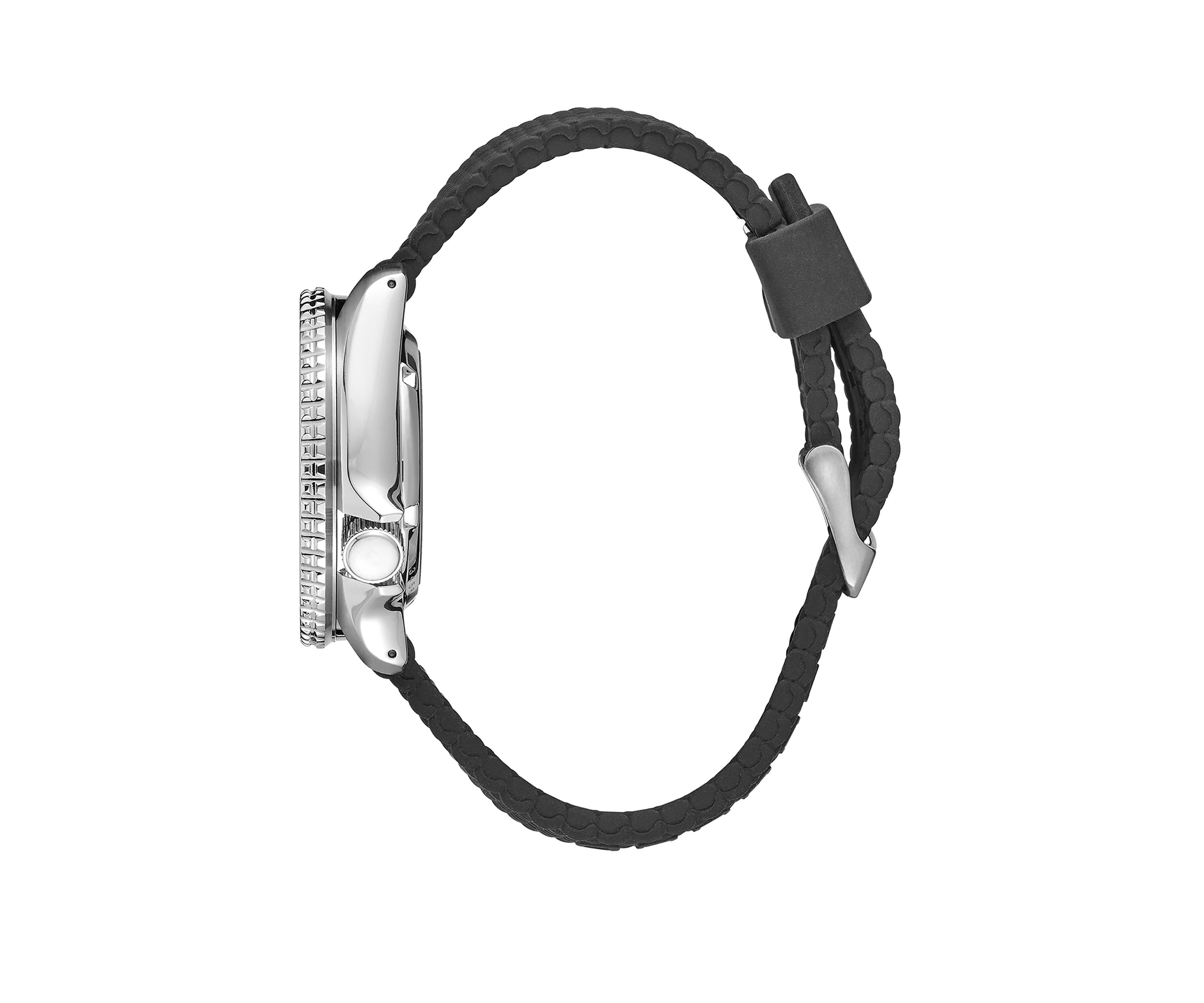 Mens Stainless Steel Rubber Strap Watch
