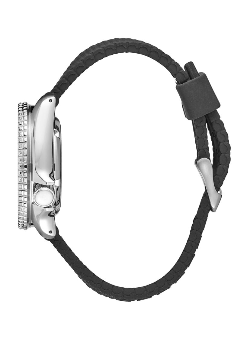 Mens Stainless Steel Rubber Strap Watch