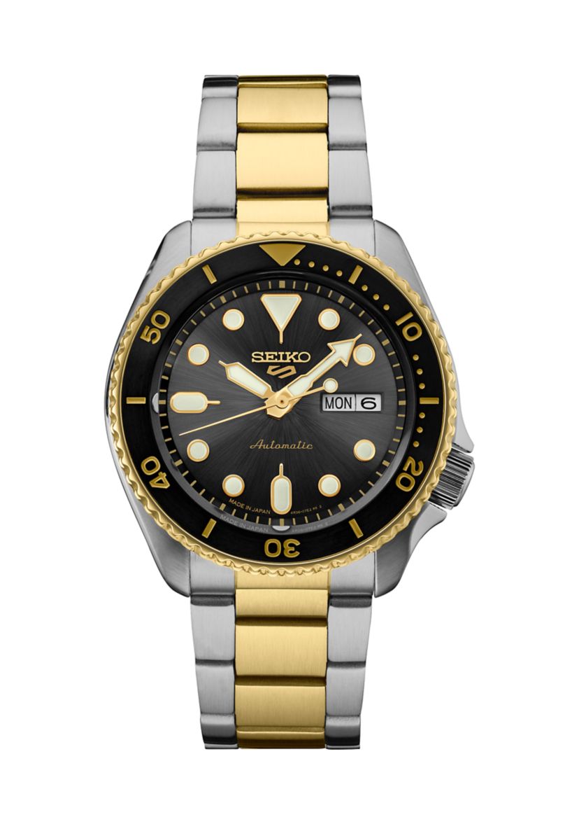Mens 5 Sports US Special Edition Gold Series Automatic Movement Two Tone Case and Bracelet Watch 