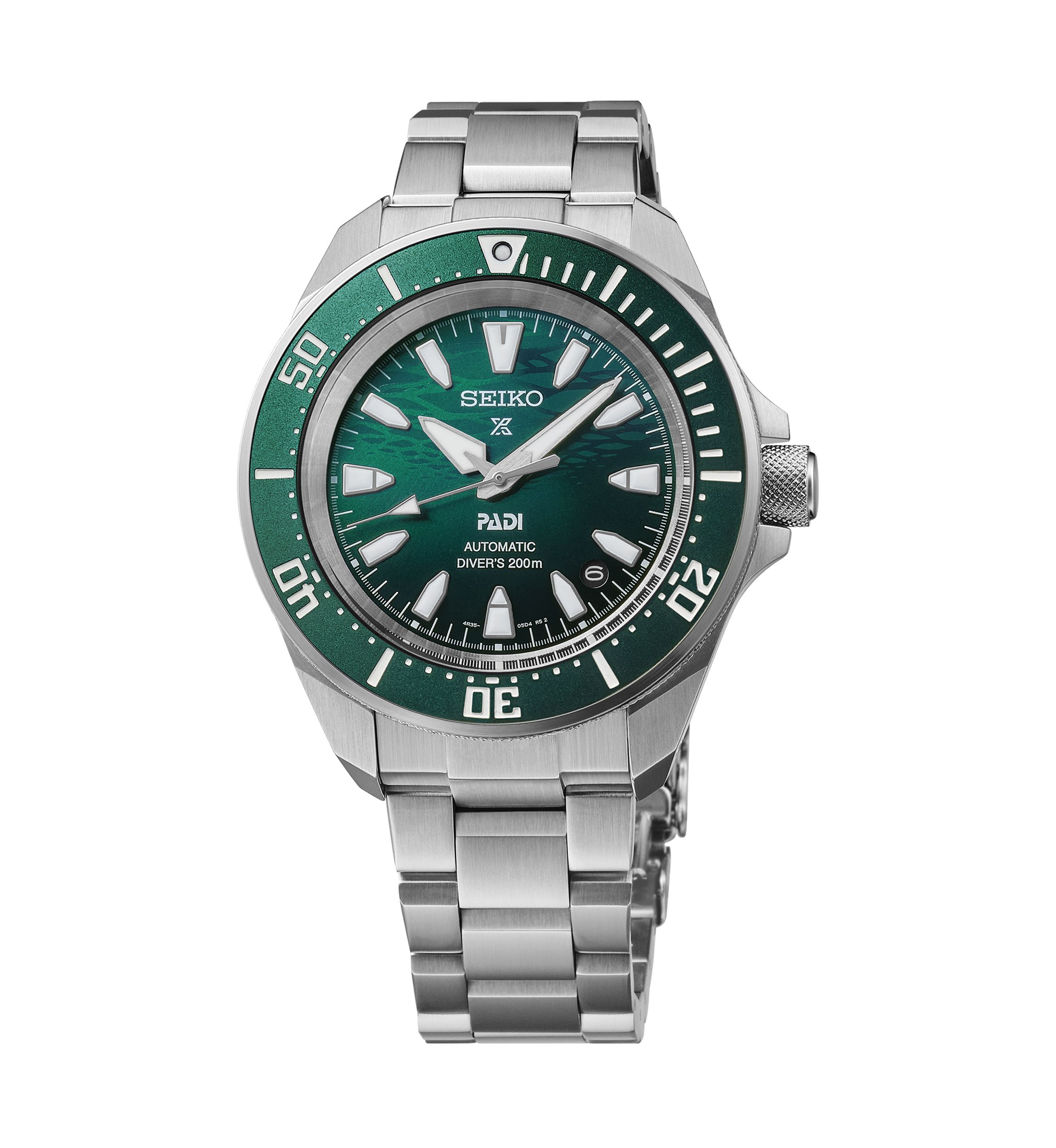 Prospex, PADI SE, Automatic, Green Dial and Green Bezel, Sterling Silver Case and Bracelet