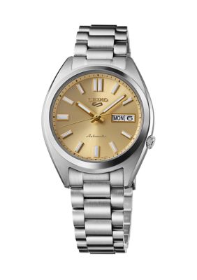 Belk & Co Men’s Sterling Silver 5 Sports Gold Dial Watch
