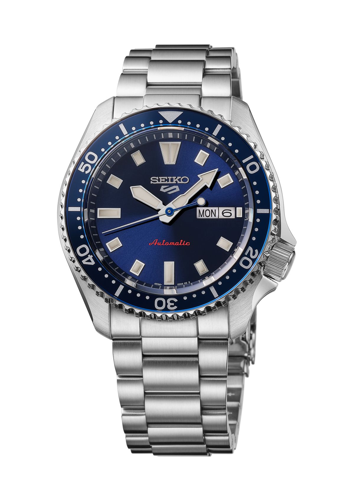 Seiko 5 Sports, Automatic Movement, Sterling Silver Case & Bracelet, Blue Dial Watch