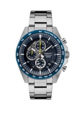 Seiko Men's Essential Chronograph With Blue Dial And Yellow Accents