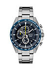 Mens Essential Chronograph with Blue Dial and Yellow Accents