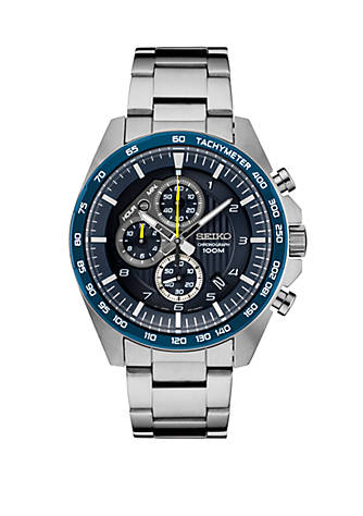 Seiko Men's Essential Chronograph with Blue Dial and Yellow Accents | belk