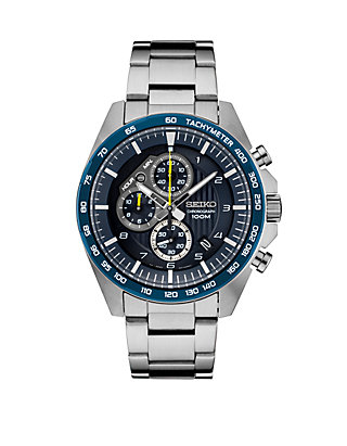 Seiko Men's Essential Chronograph with Blue Dial and Yellow Accents | belk