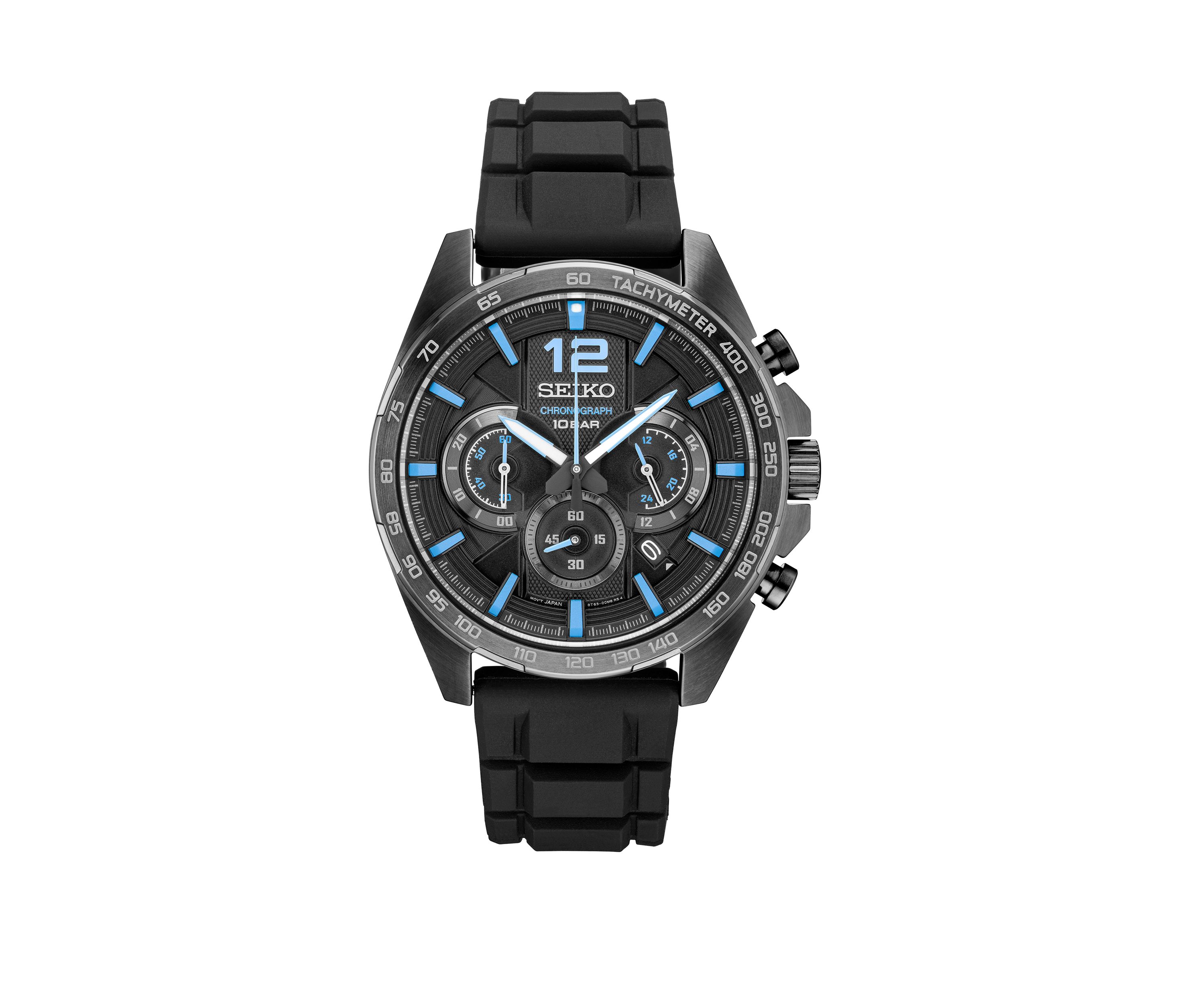Mens Black Ion Finish Chronograph with Black Silicone Strap