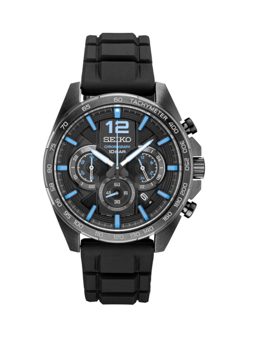 Mens Black Ion Finish Chronograph with Black Silicone Strap