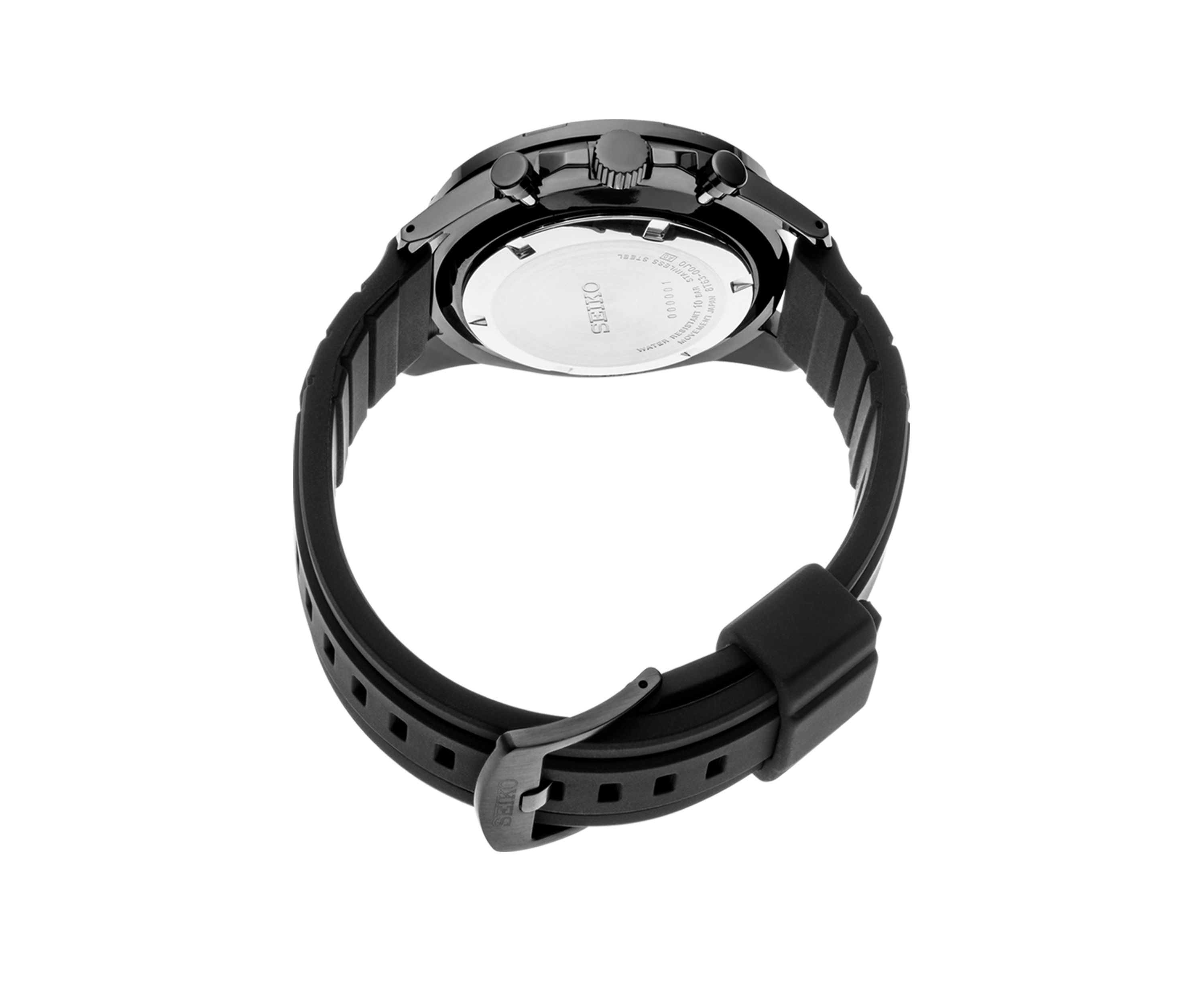 Mens Black Ion Finish Chronograph with Black Silicone Strap