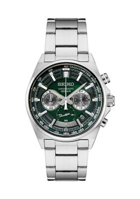 Seiko Men's Essentials Chronograph Stainless Steel Green Dial Watch
