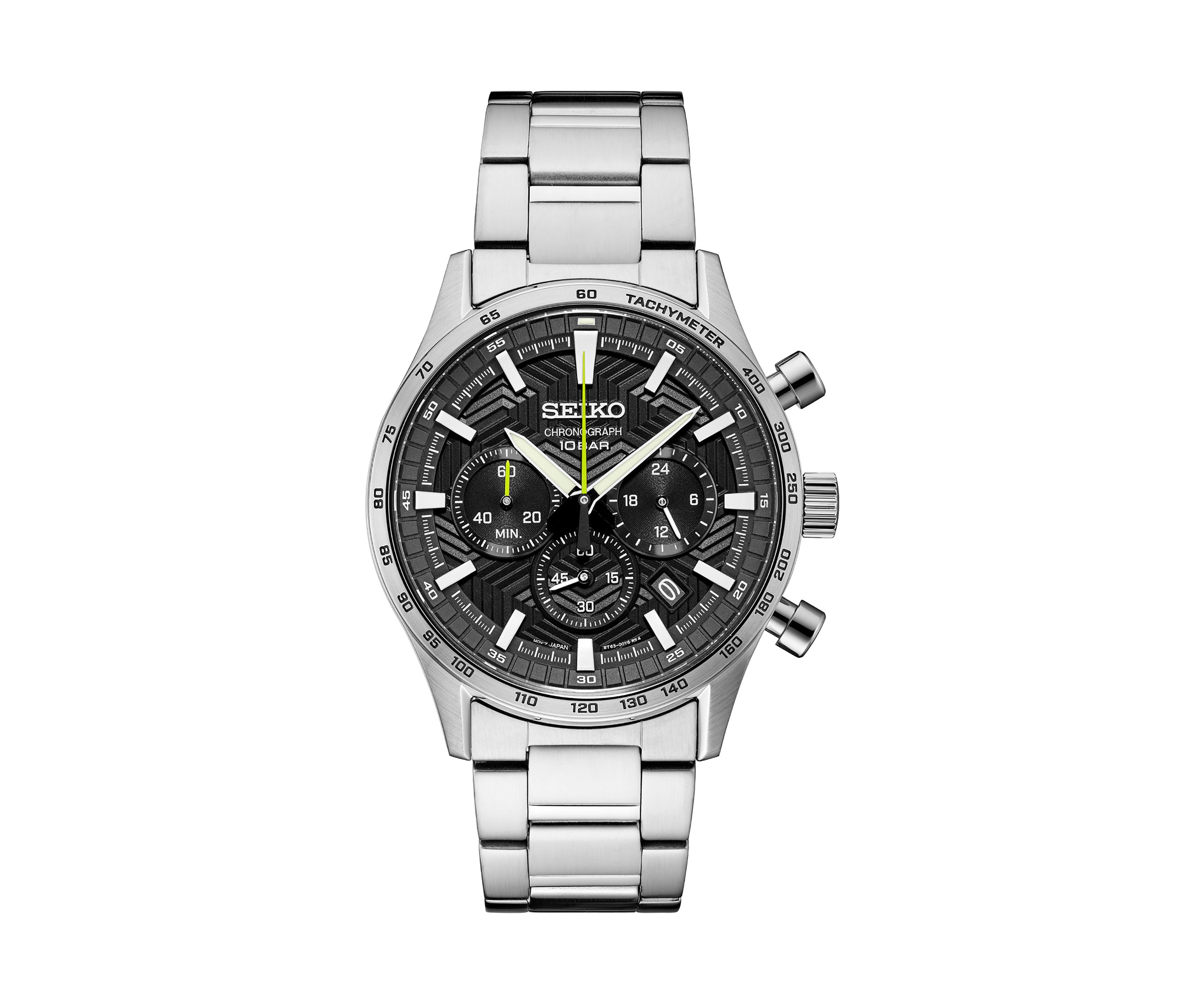 Essentials Stainless Steel Black Dial Watch