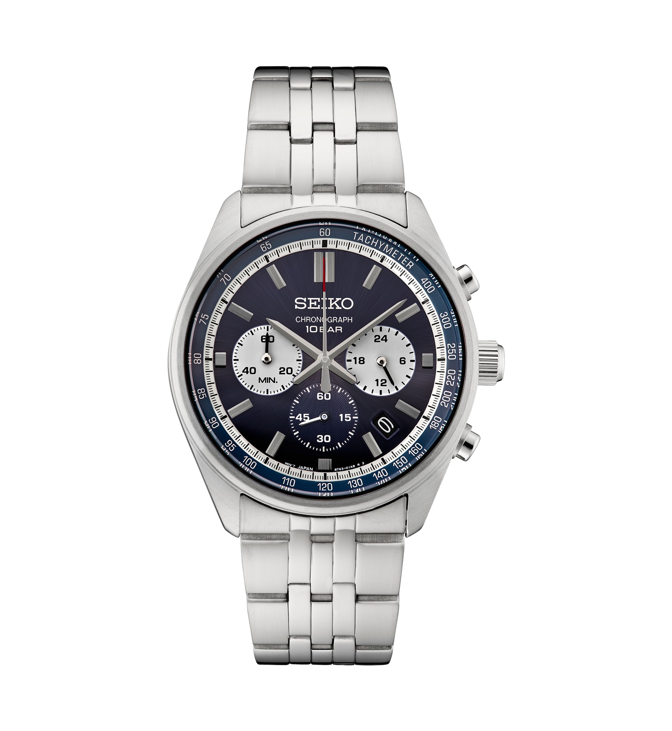Essentials Quartz Chronograpgh Blue Dial Stainless Steel Case and Bracelet Watch