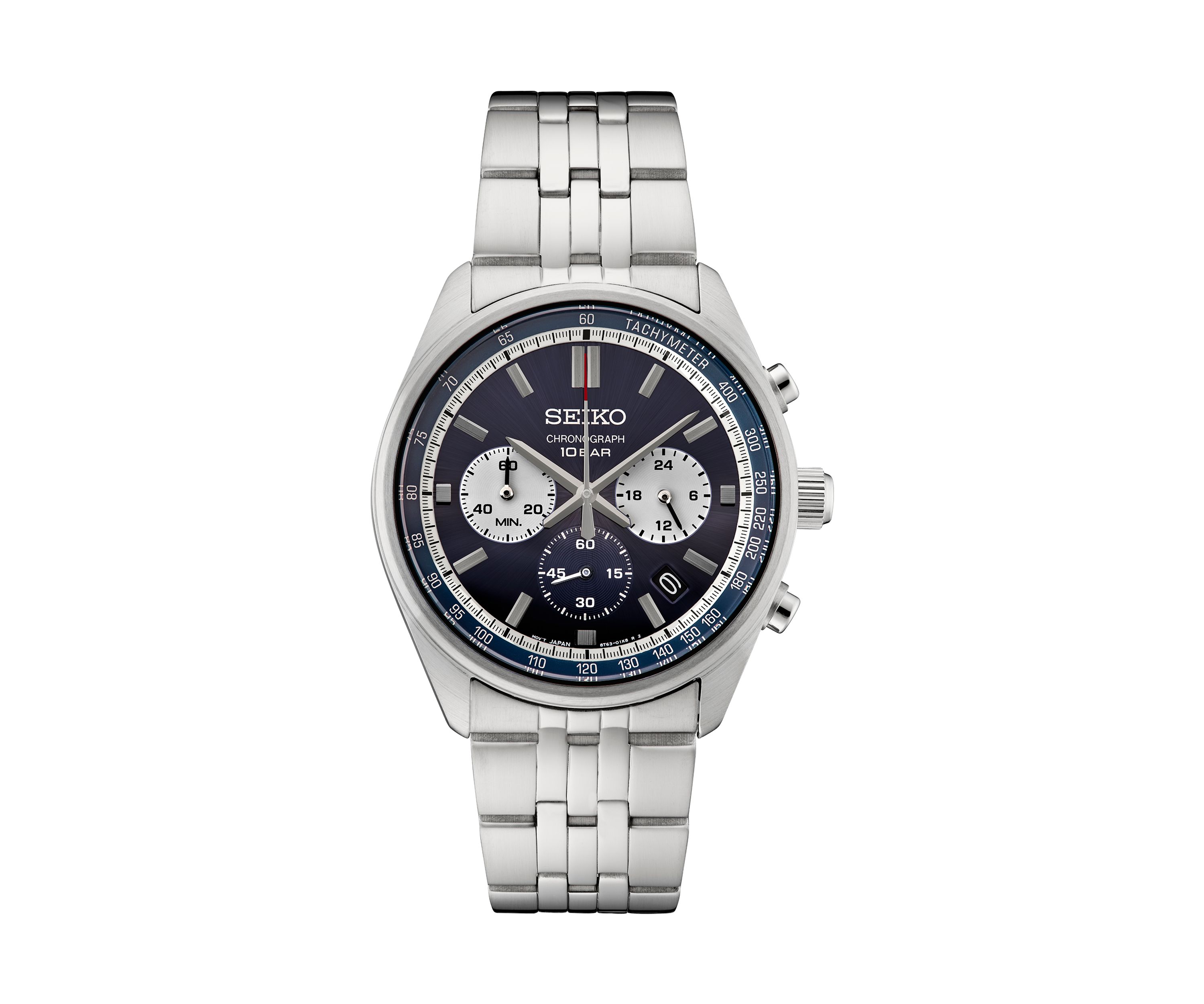 Essentials Quartz Chronograpgh Blue Dial Stainless Steel Case and Bracelet Watch