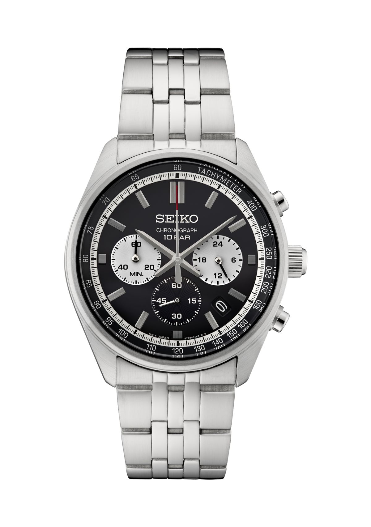 Mens Essentials Quartz Chronograph Black Dial Stainless Steel Case and Bracelet Watch 