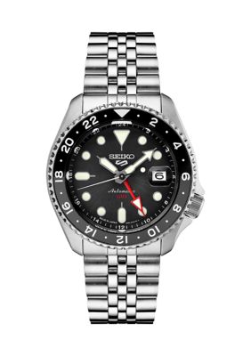 Seiko 5 Sports Stainless Black Dial Watch | belk