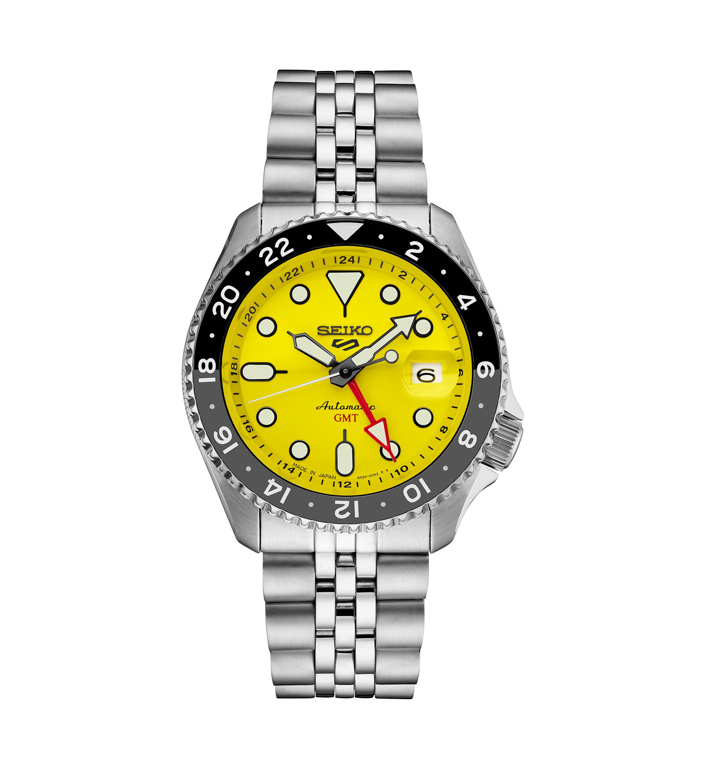 5 Sports, GMT, Automatic, Yellow Dial, SS Case and Bracelet Watch 