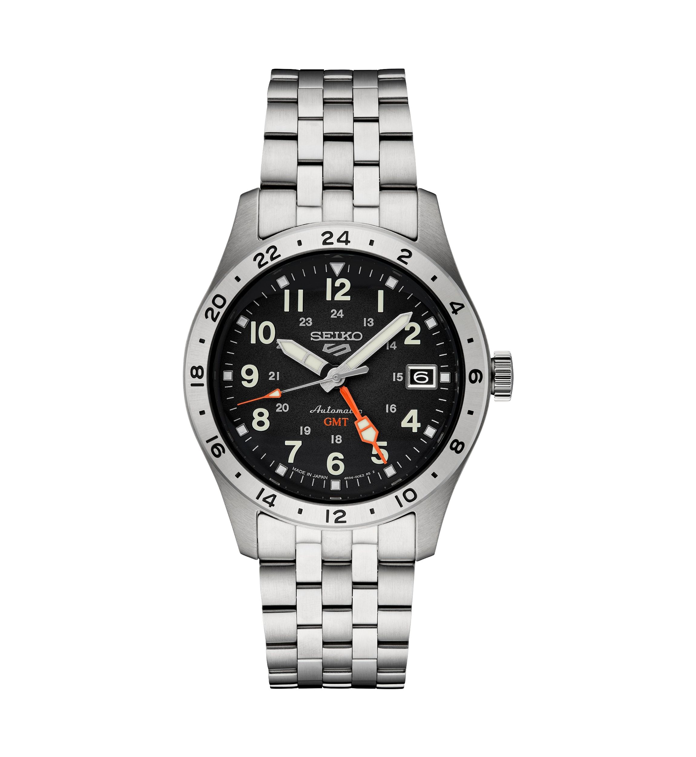 Seiko 5 Sports Stainless Steel Automatic Black Dial Watch