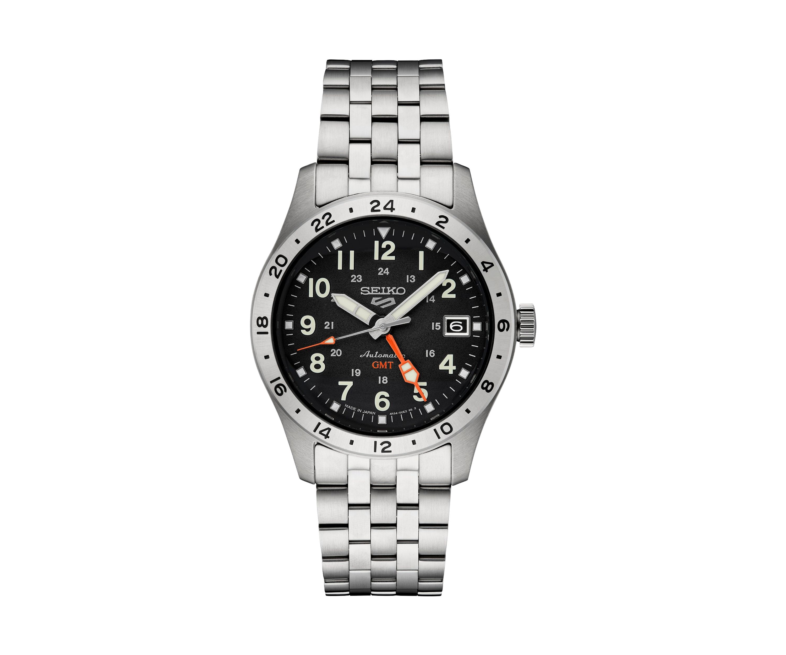 Seiko 5 Sports Stainless Steel Automatic Black Dial Watch