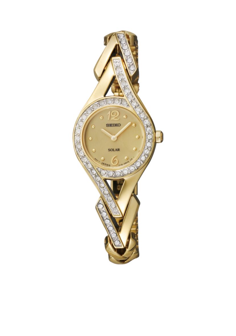 Womens Gold-Tone Solar Watch