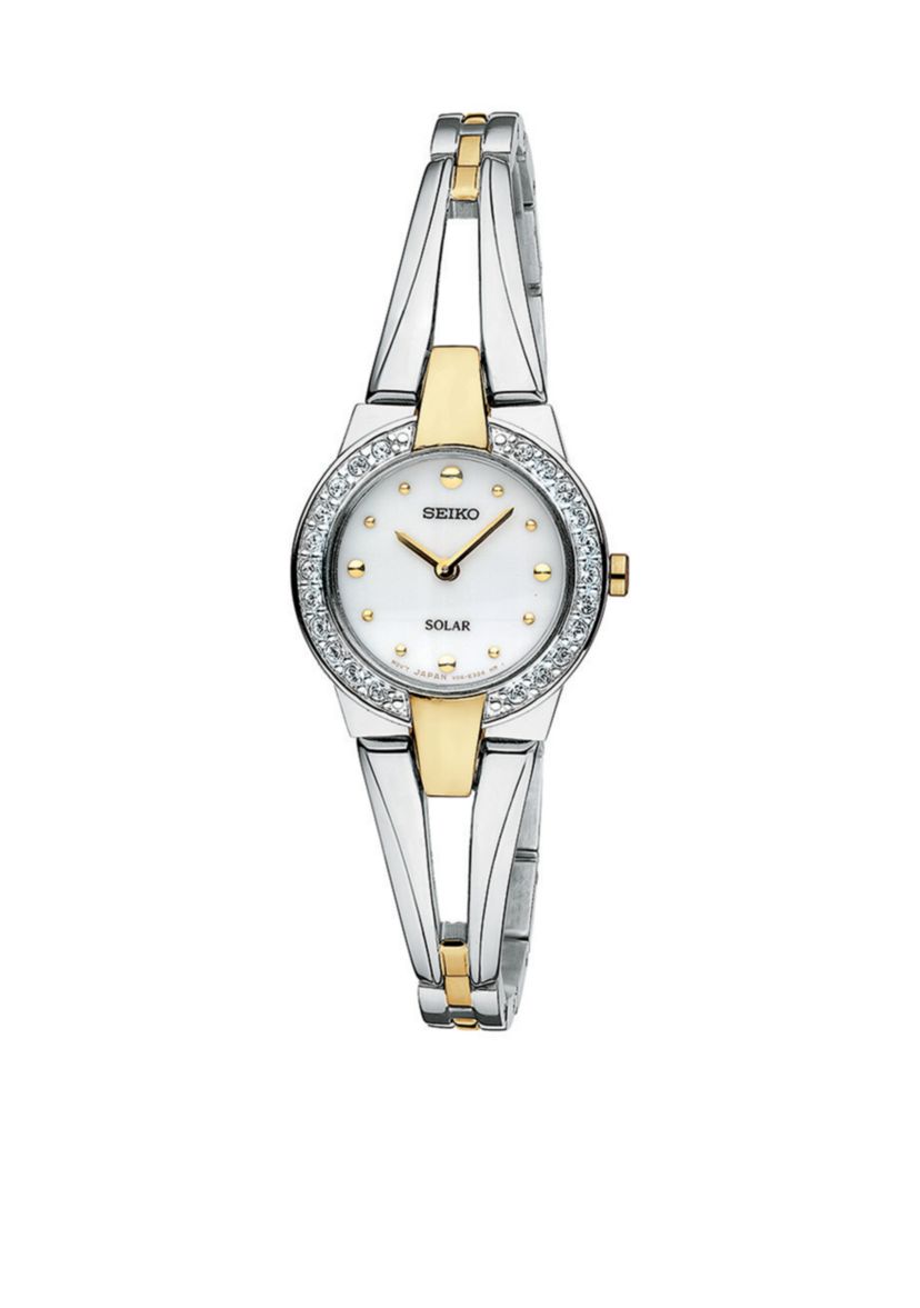 Womens Two Tone Solar Bangle Watch