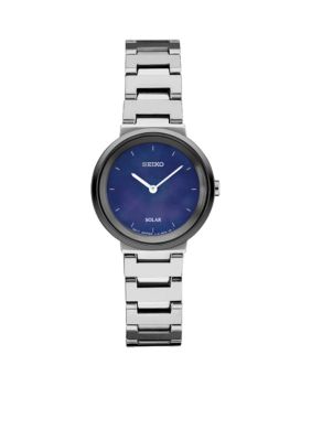 Silver-Tone Mother of Pearl Dial Dress Watch  