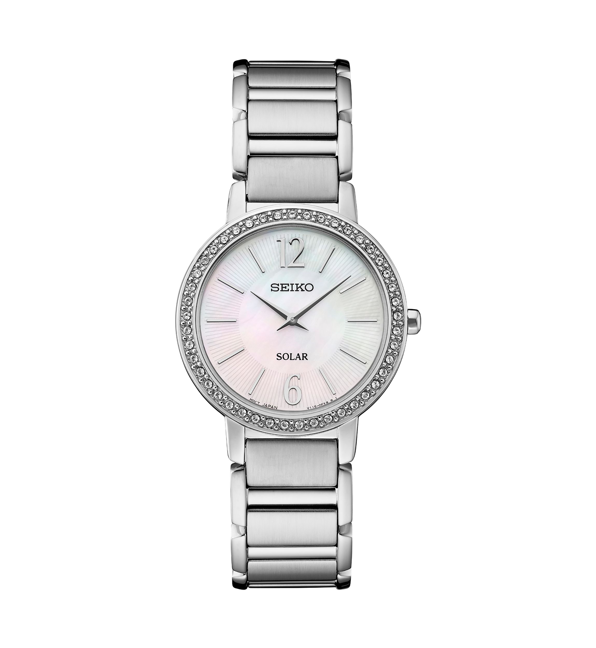  Essentials Solar Crystal Bezel Stainless Steel Watch