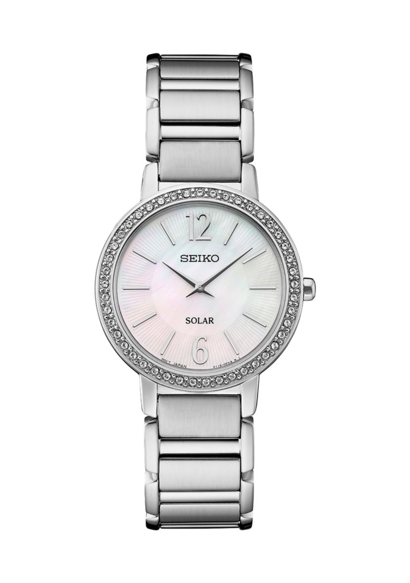  Essentials Solar Crystal Bezel Stainless Steel Watch