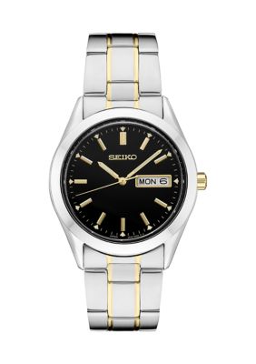 Seiko Men's Essential Two Tone Black Dial Watch