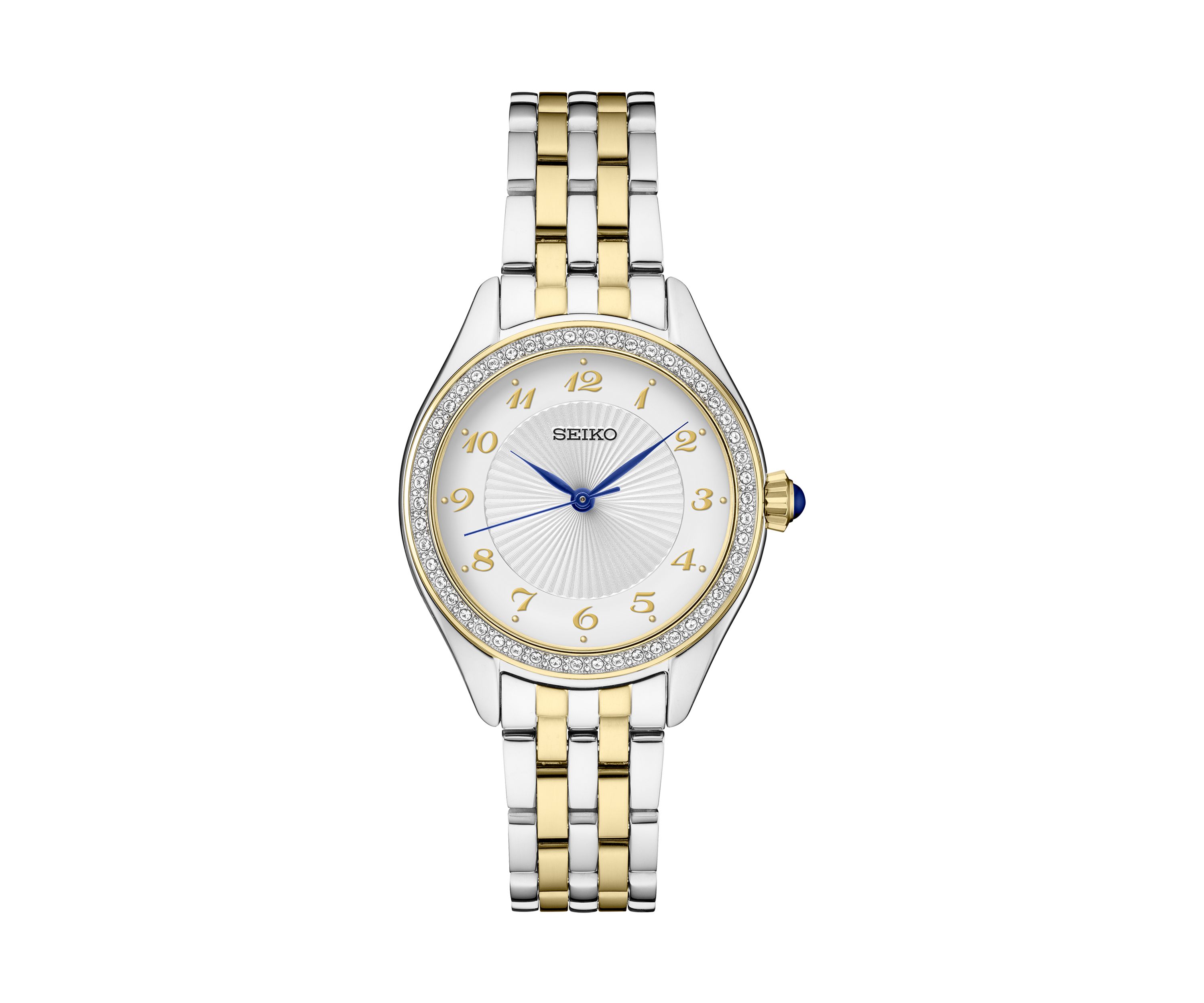 Womens Crystals Two Tone Stainless Steel Quartz Watch